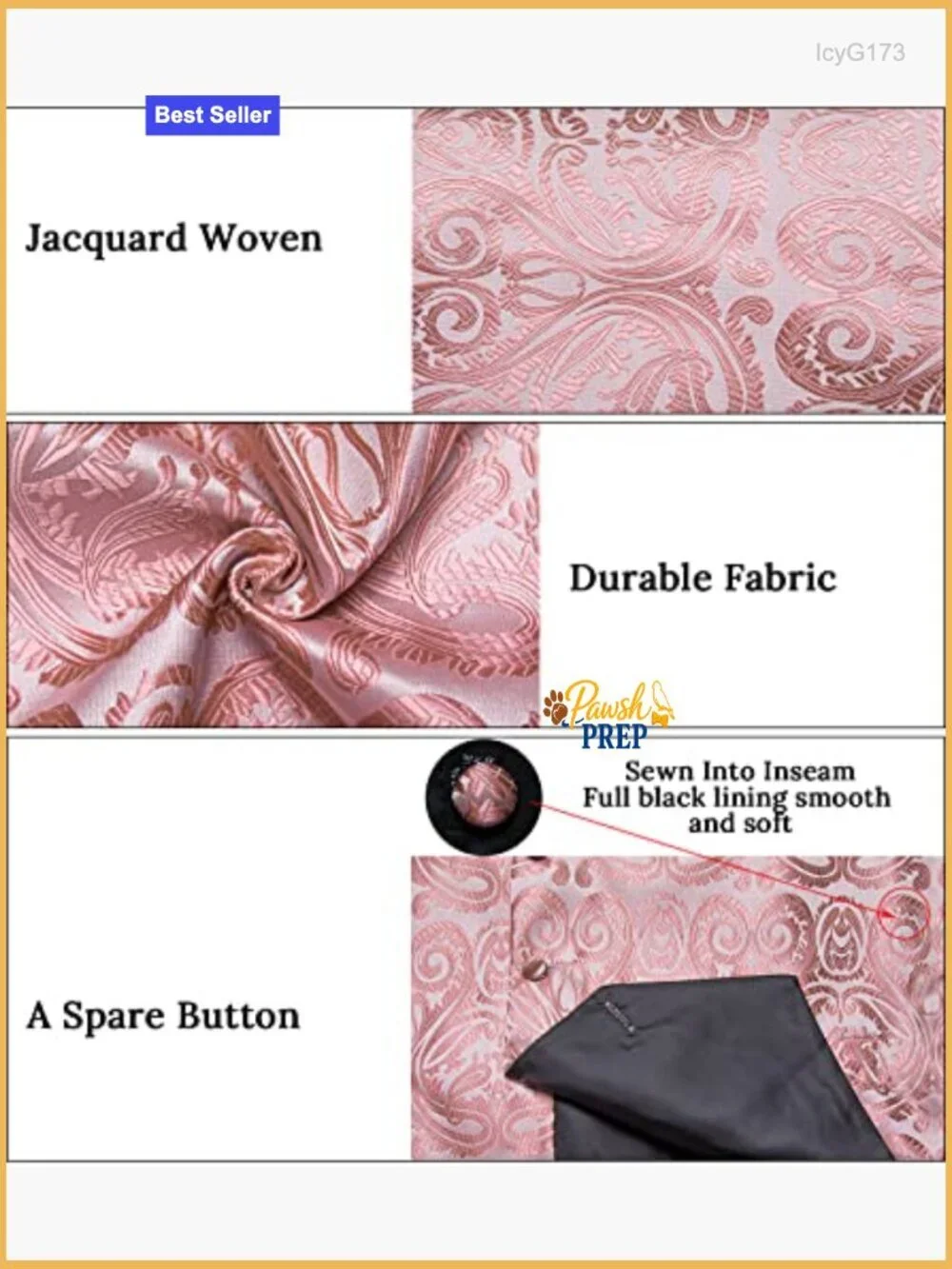 Men's Silk Vest and Tie Set 6PCS Formal Waistcoat for Wedding Party